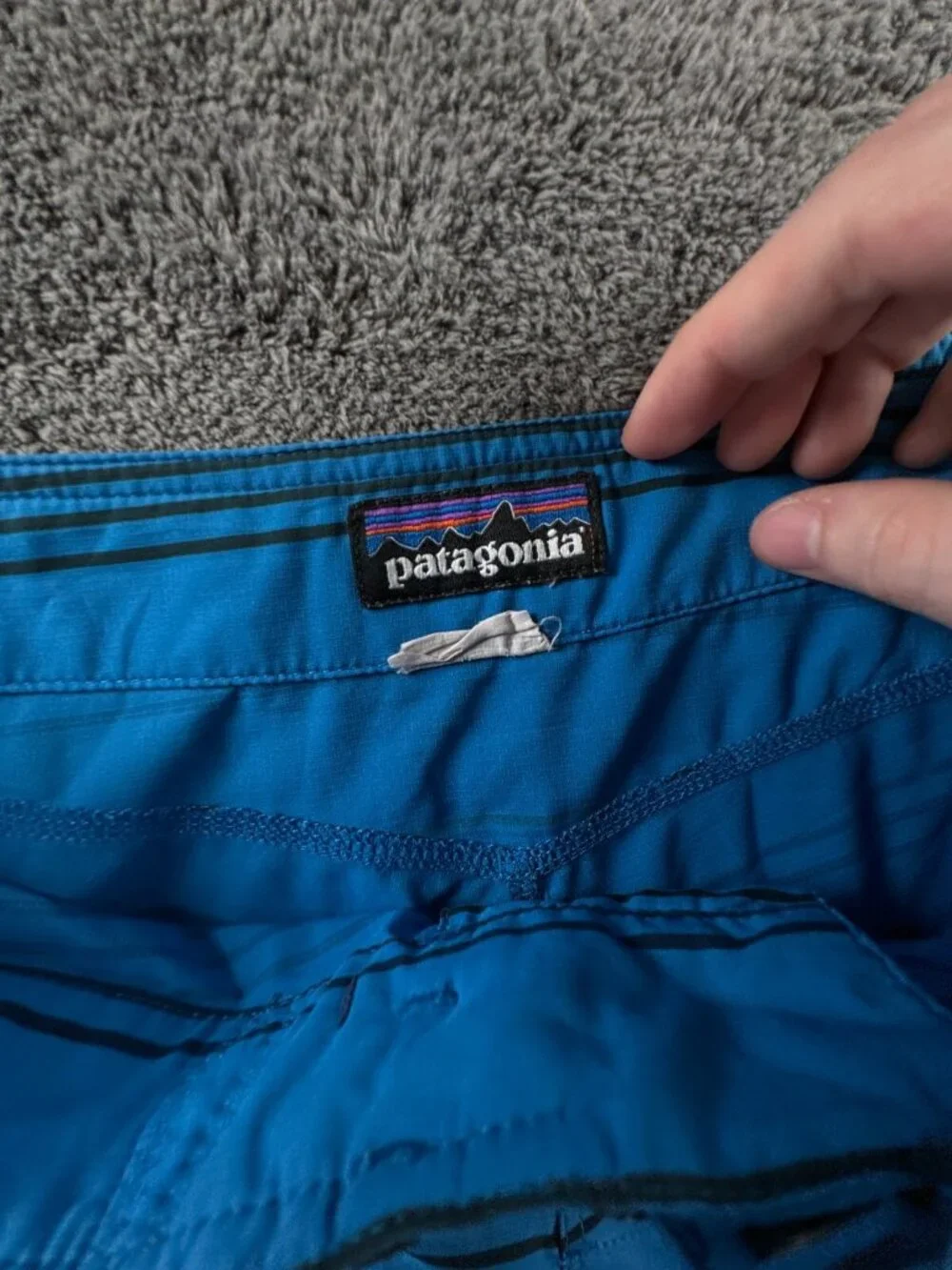 Patagonia Swim Trunk Men Board Shorts Adult Swimming Size 30 Blue Striped String